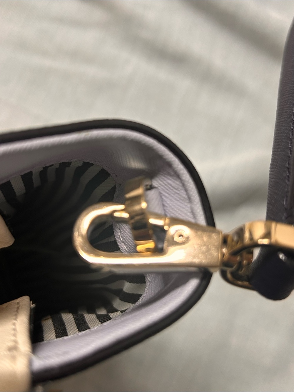 Kate Spade Cream & Blue Leather Tote with Detachable Strap - Picture 8 of 8